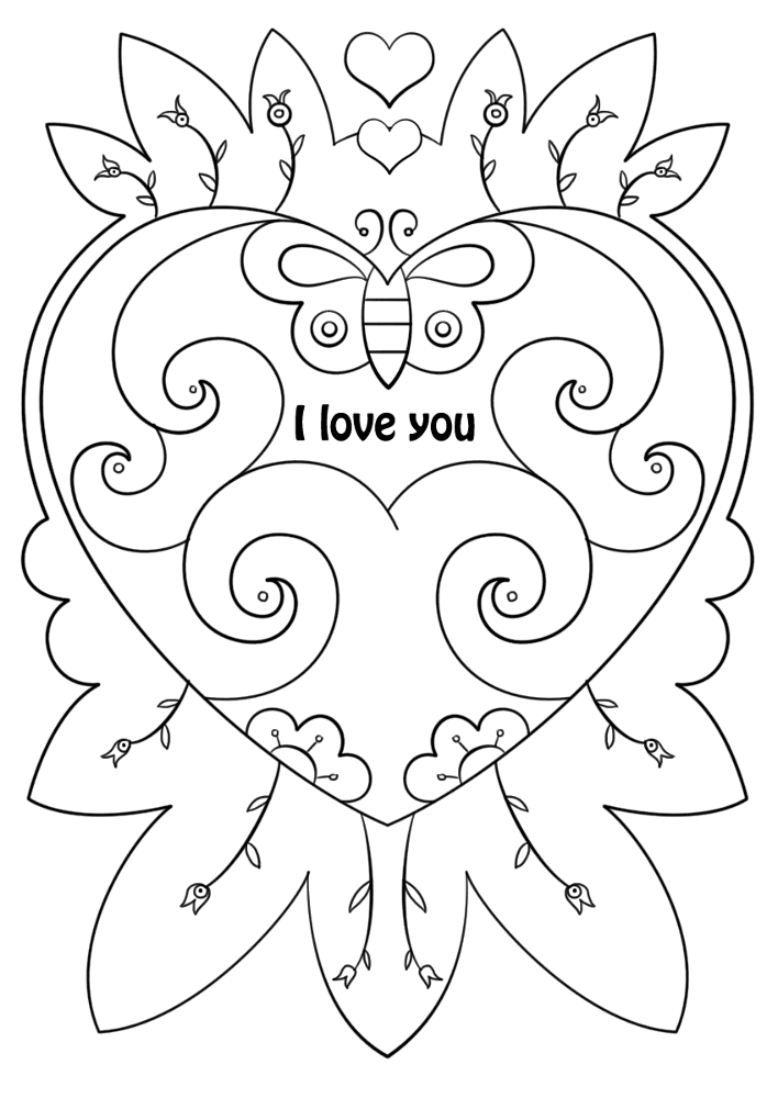Valentines Card I Love You 4 Coloring Page Md Coloring Page — Free Printable — free printable coloring page