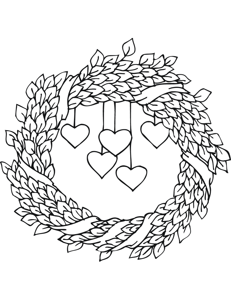 Valentines Wreath Coloring Page Md Coloring Page — Free Printable — free printable coloring page