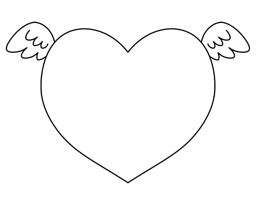 Winged Heart Outline Md Coloring Page — Free Printable — free printable coloring page