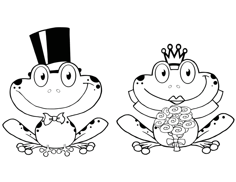 Bride And Groom Frogs Characters Coloring Page Md Coloring Page — Free Printable — free printable coloring page