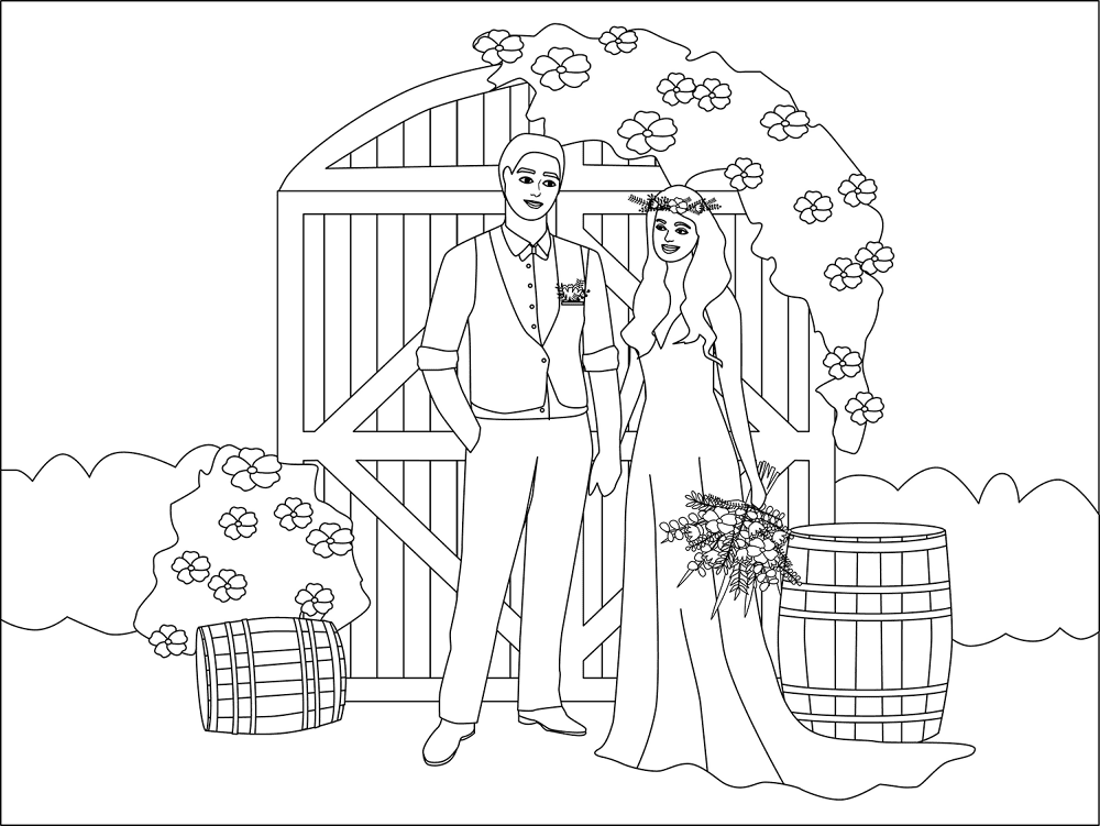 Rustic Wedding Coloring Page Md Coloring Page — Free Printable — free printable coloring page
