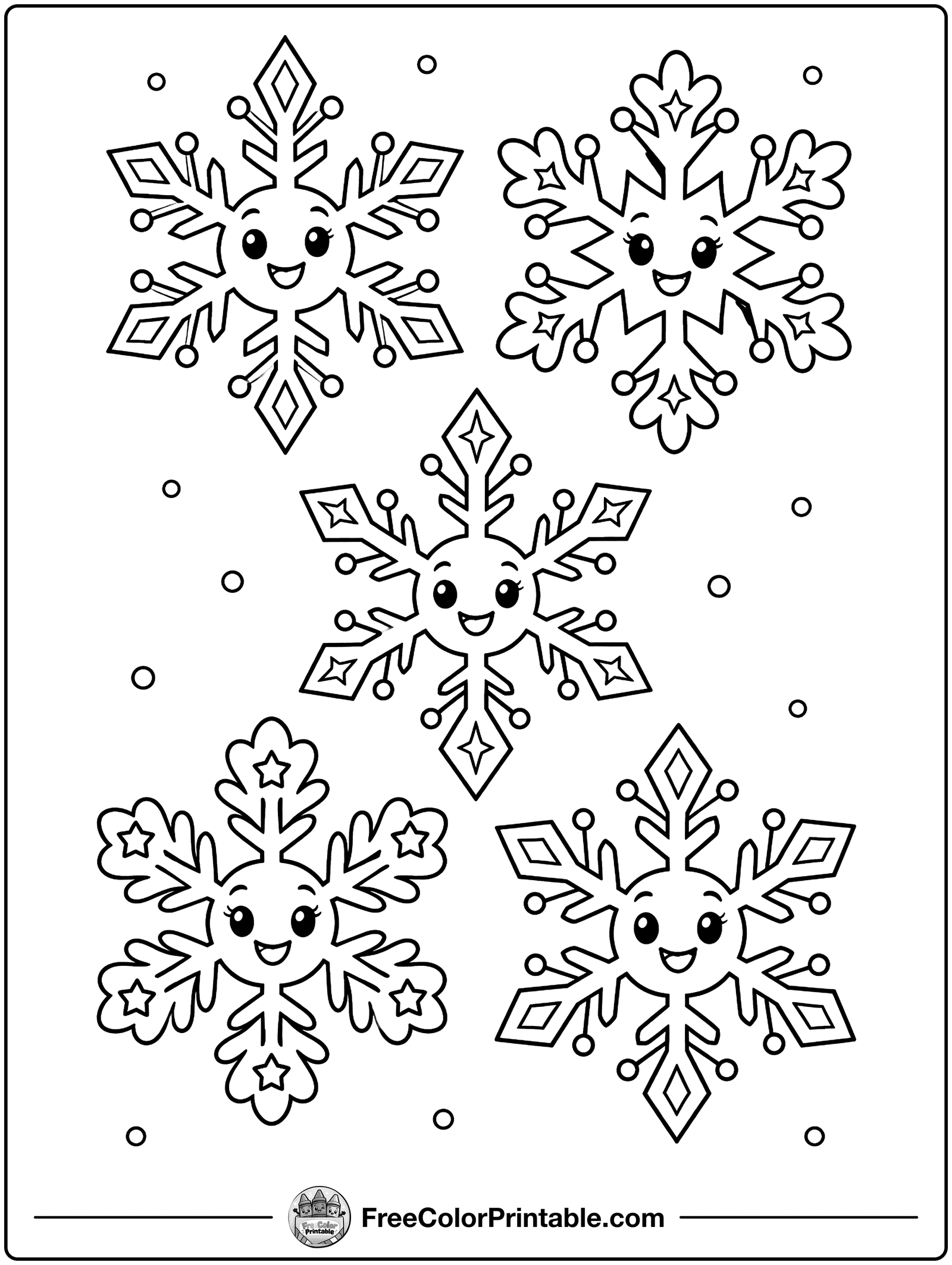 Snowflake Shapes Coloring Page — free color printable