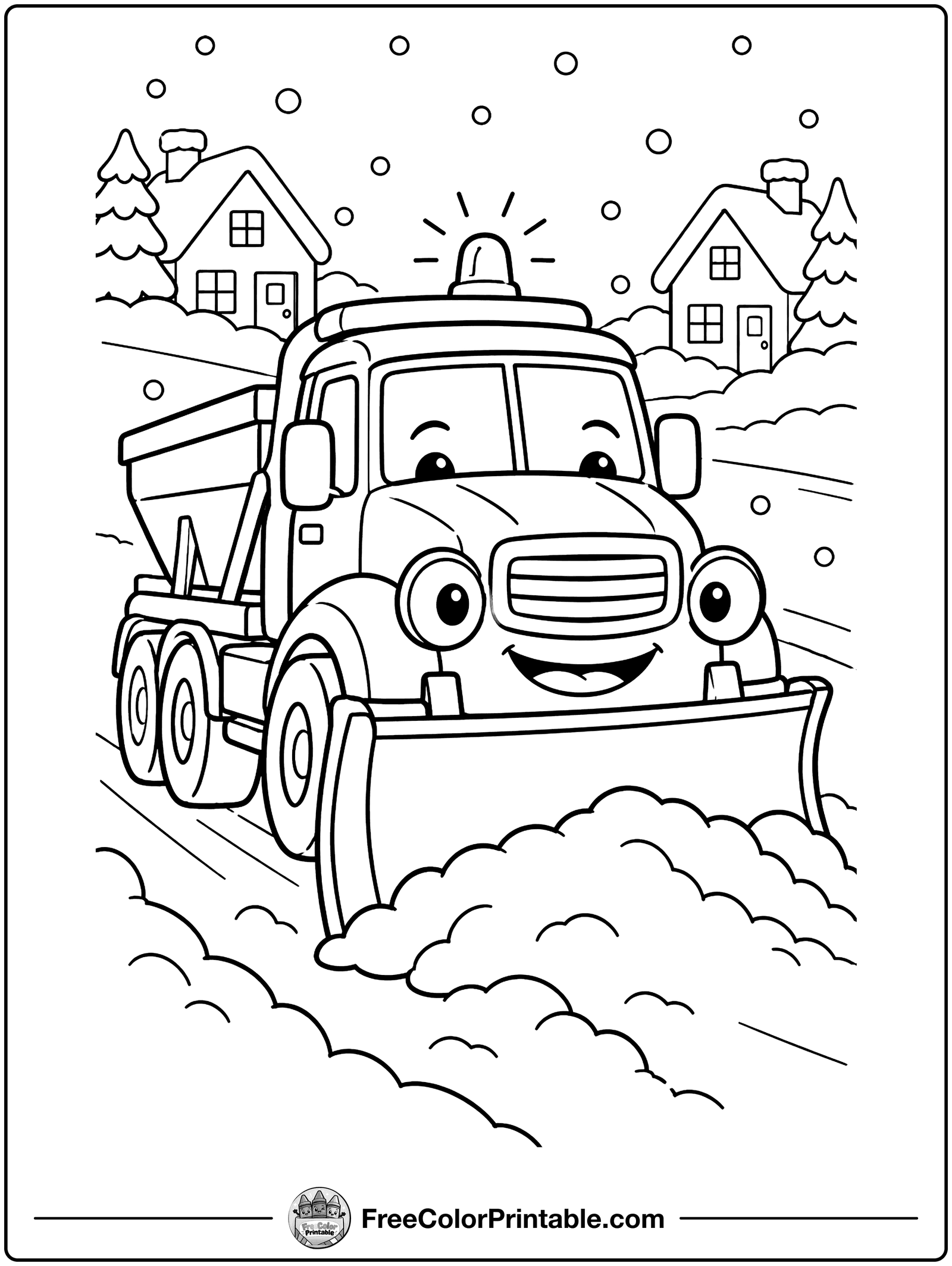 Snowplow Truck Coloring Page — free color printable