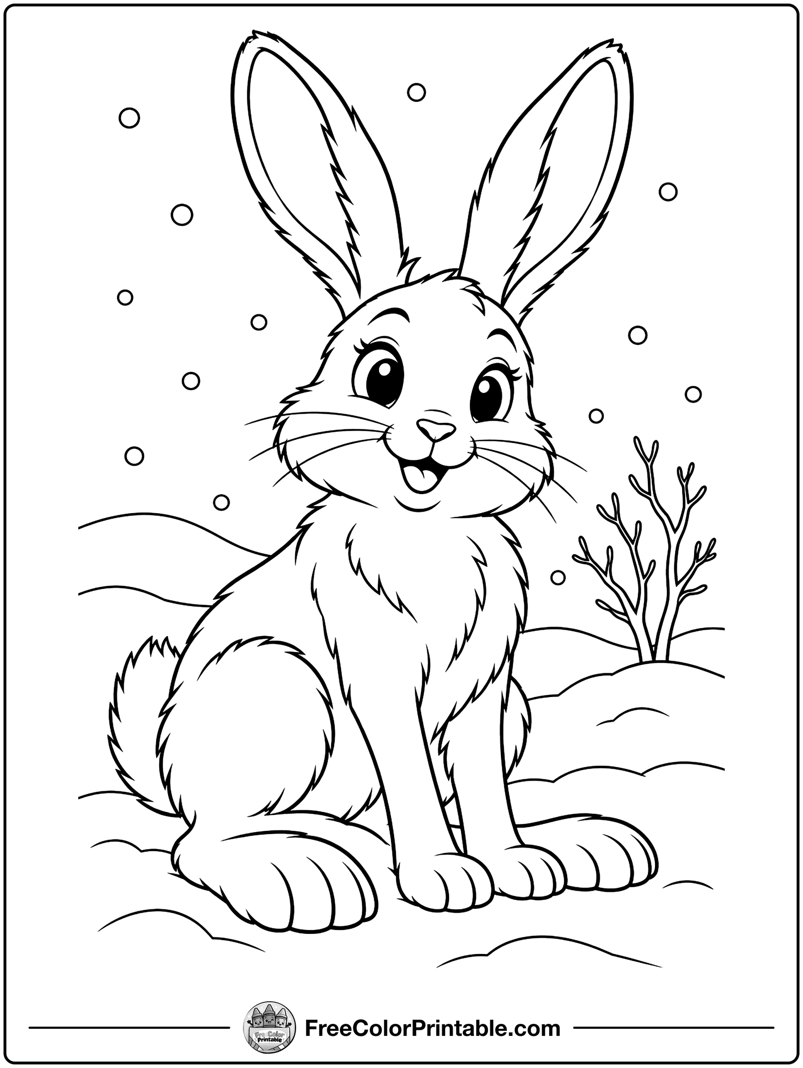 Snowshoe Hare Coloring Page — free color printable