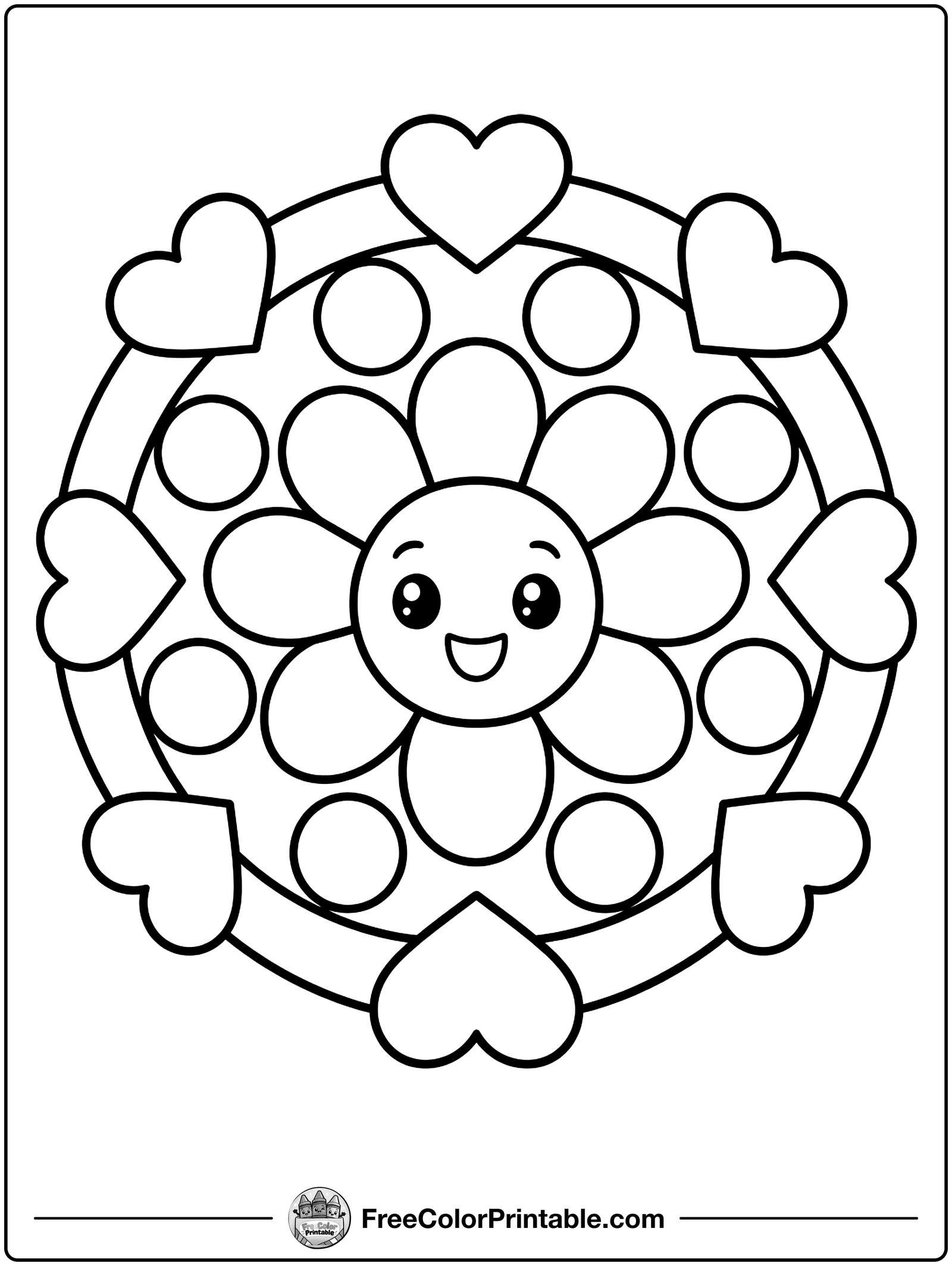 Big Shapes Mandala for Beginners Coloring Page — free color printable