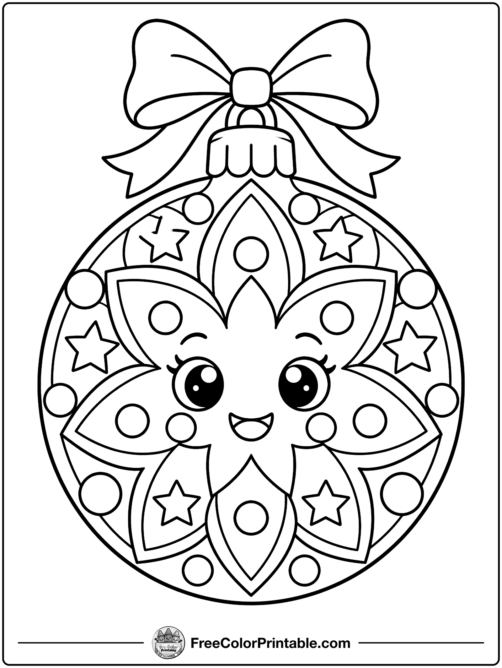 Christmas Ornament Mandala Coloring Page — free color printable