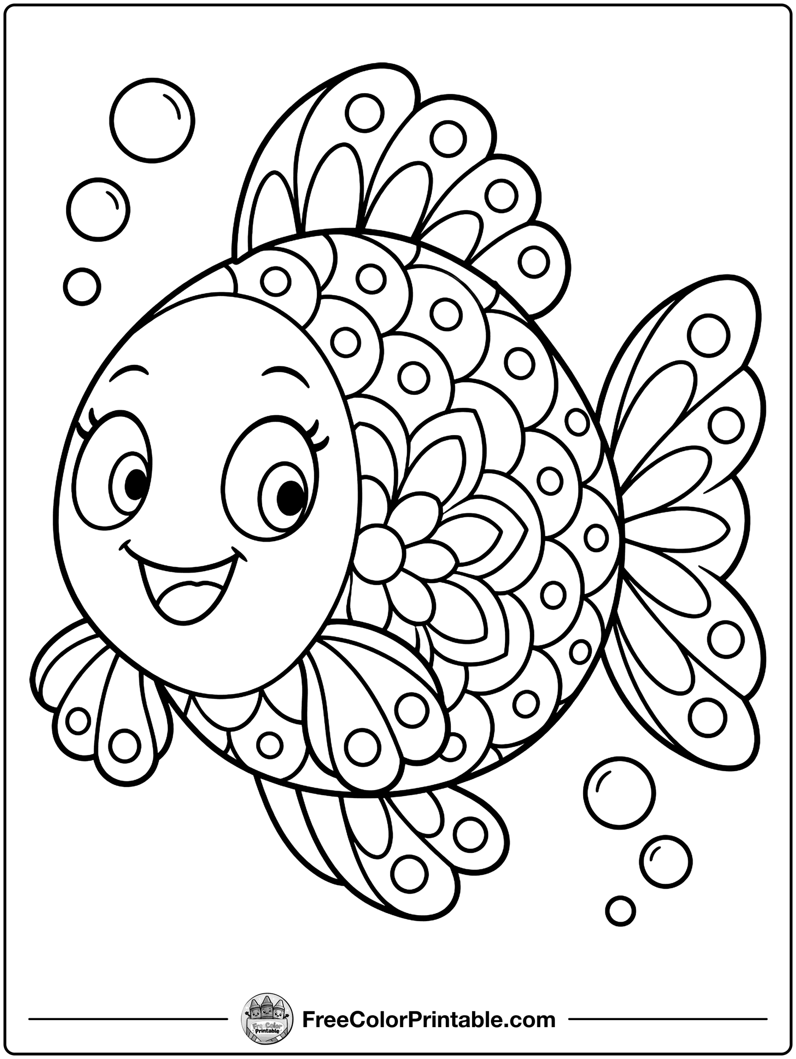 Fish Mandala Coloring Page — free color printable
