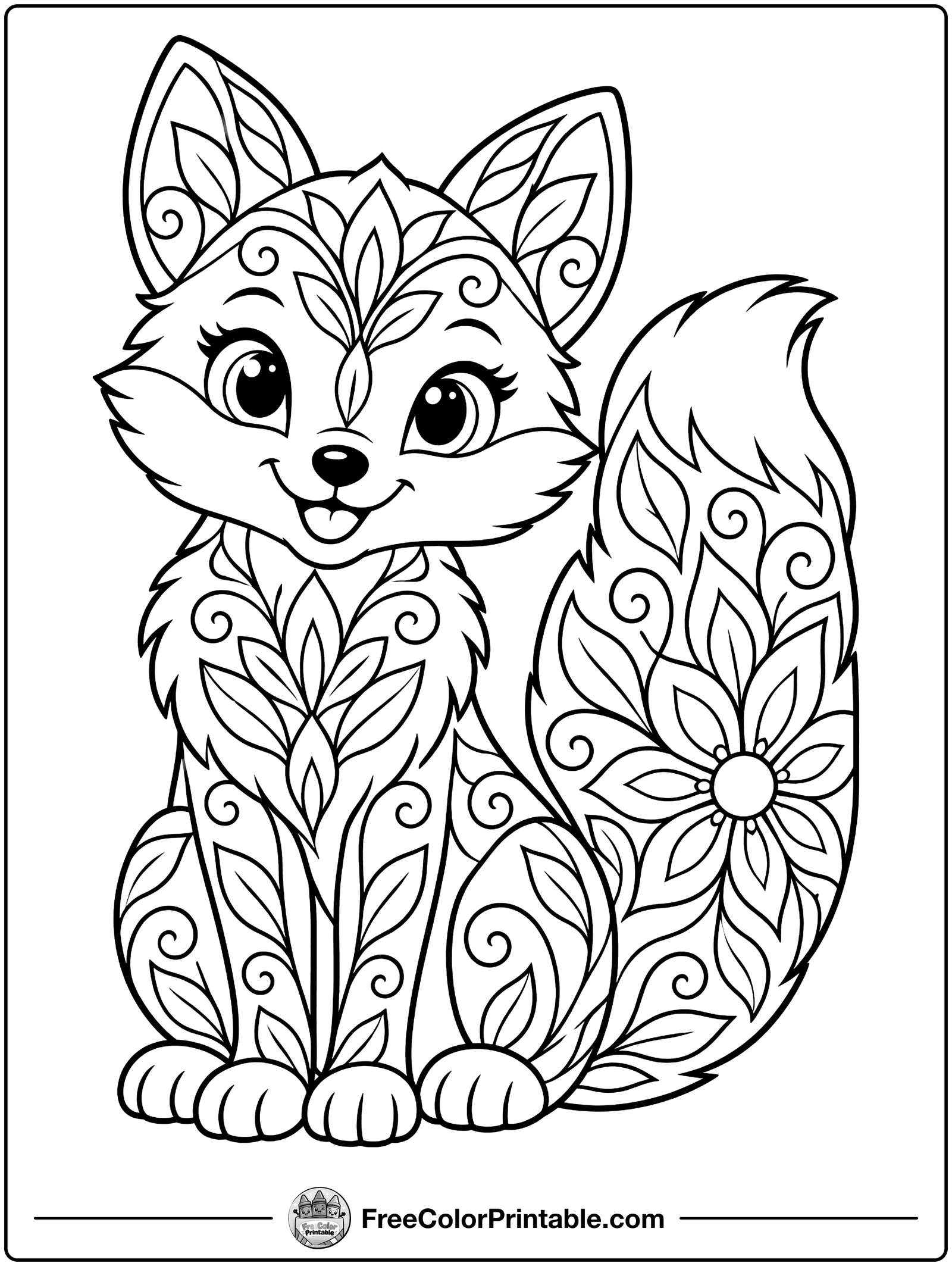 Fox Mandala Coloring Page — free color printable