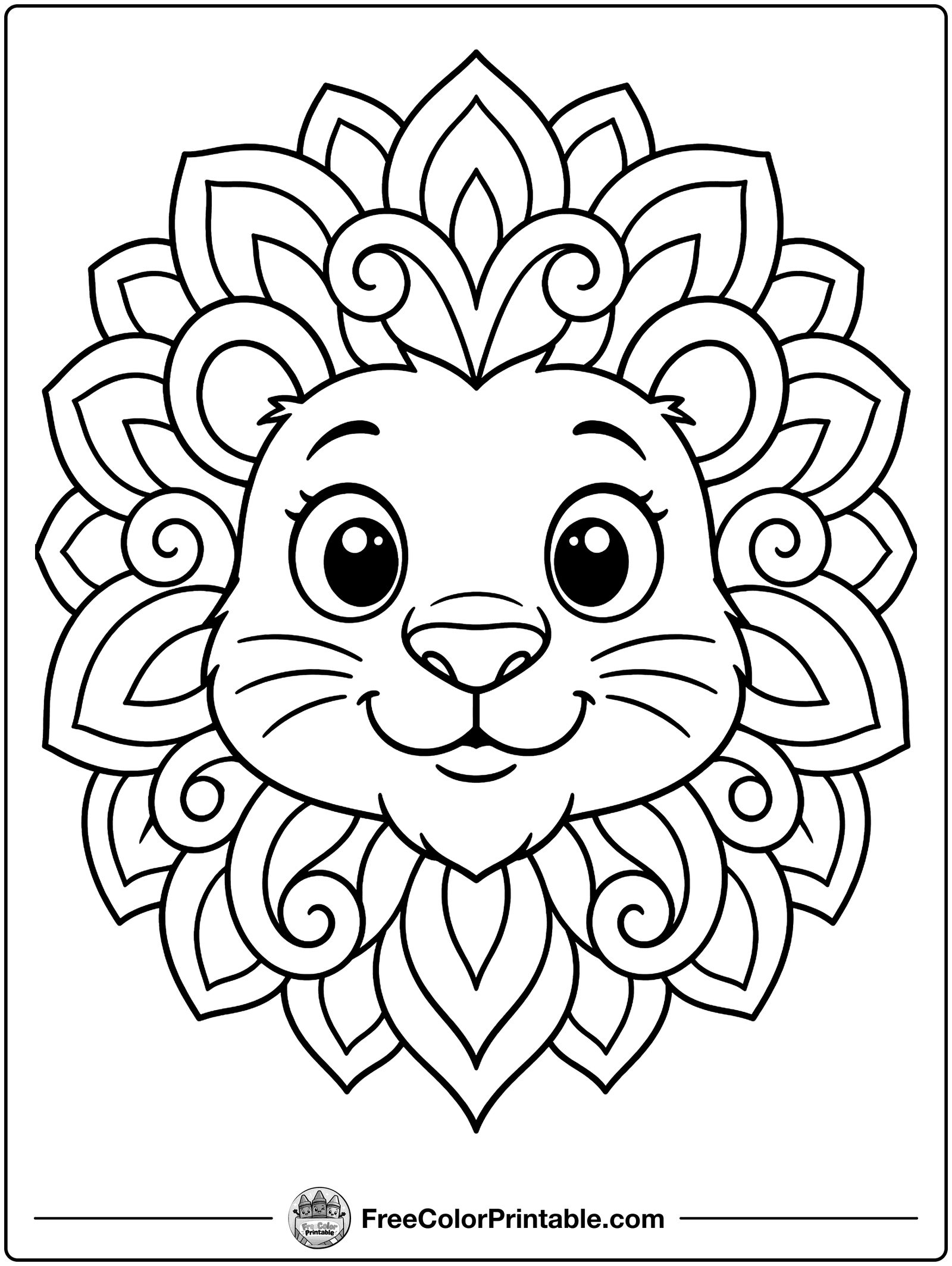 Lion Mandala Coloring Page — free color printable