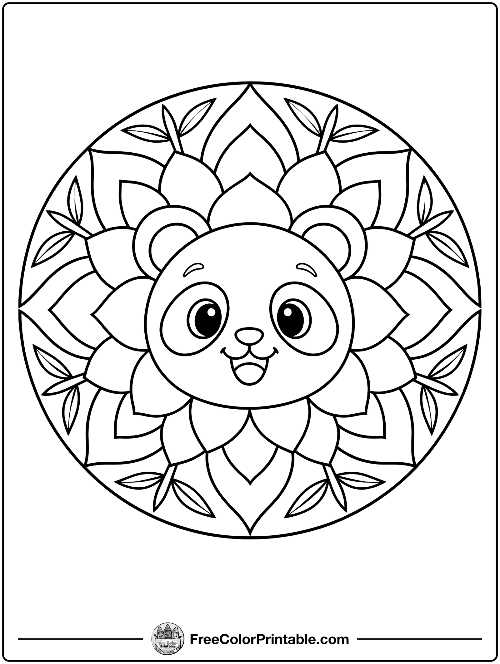 Panda Mandala Coloring Page — free color printable