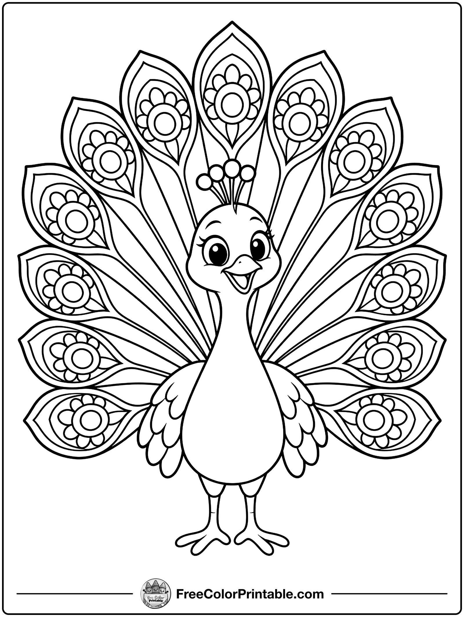 Peacock Mandala Coloring Page — free color printable