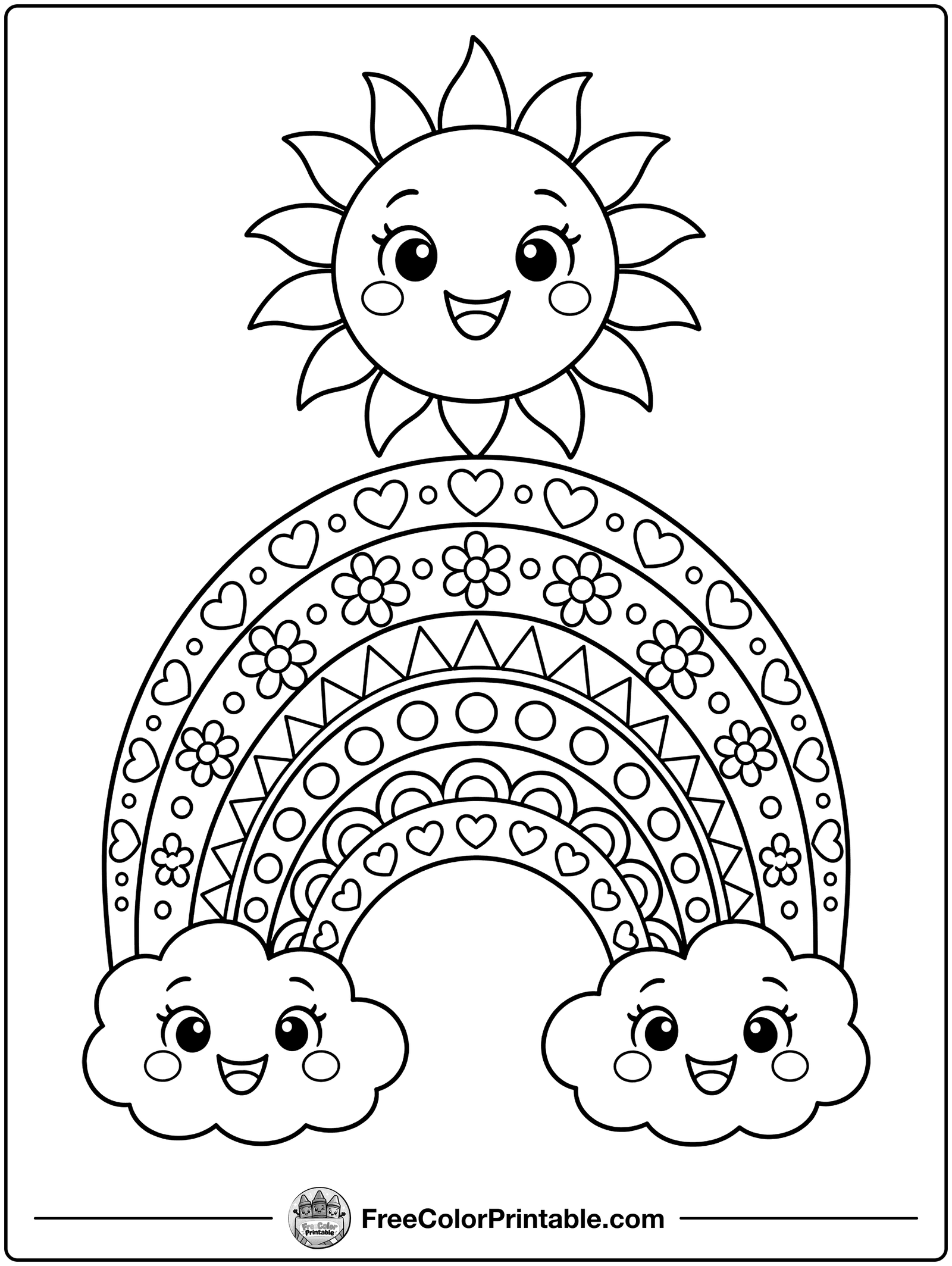 Rainbow Mandala Coloring Page — free color printable