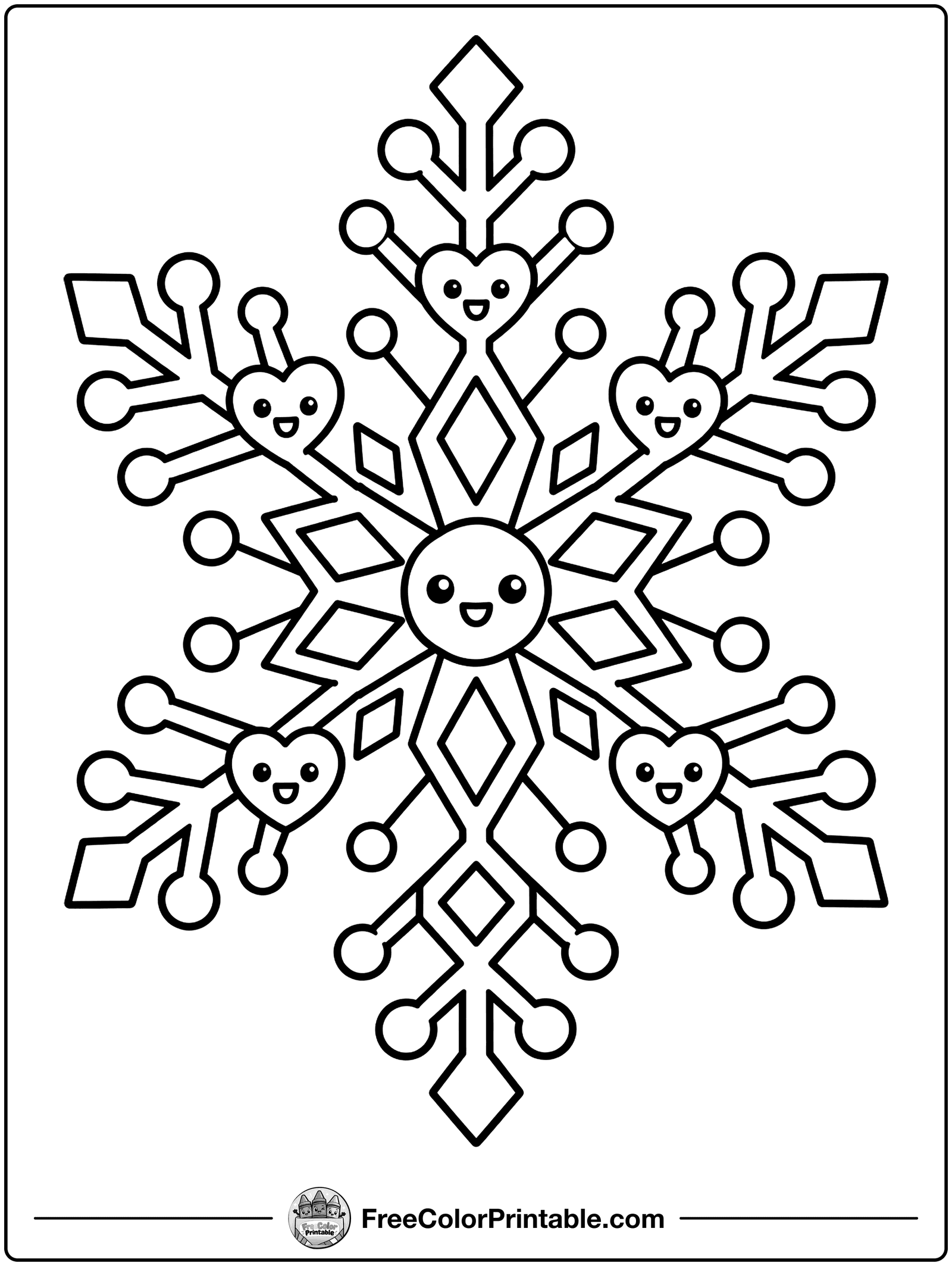 Snowflake Mandala Coloring Page — free color printable