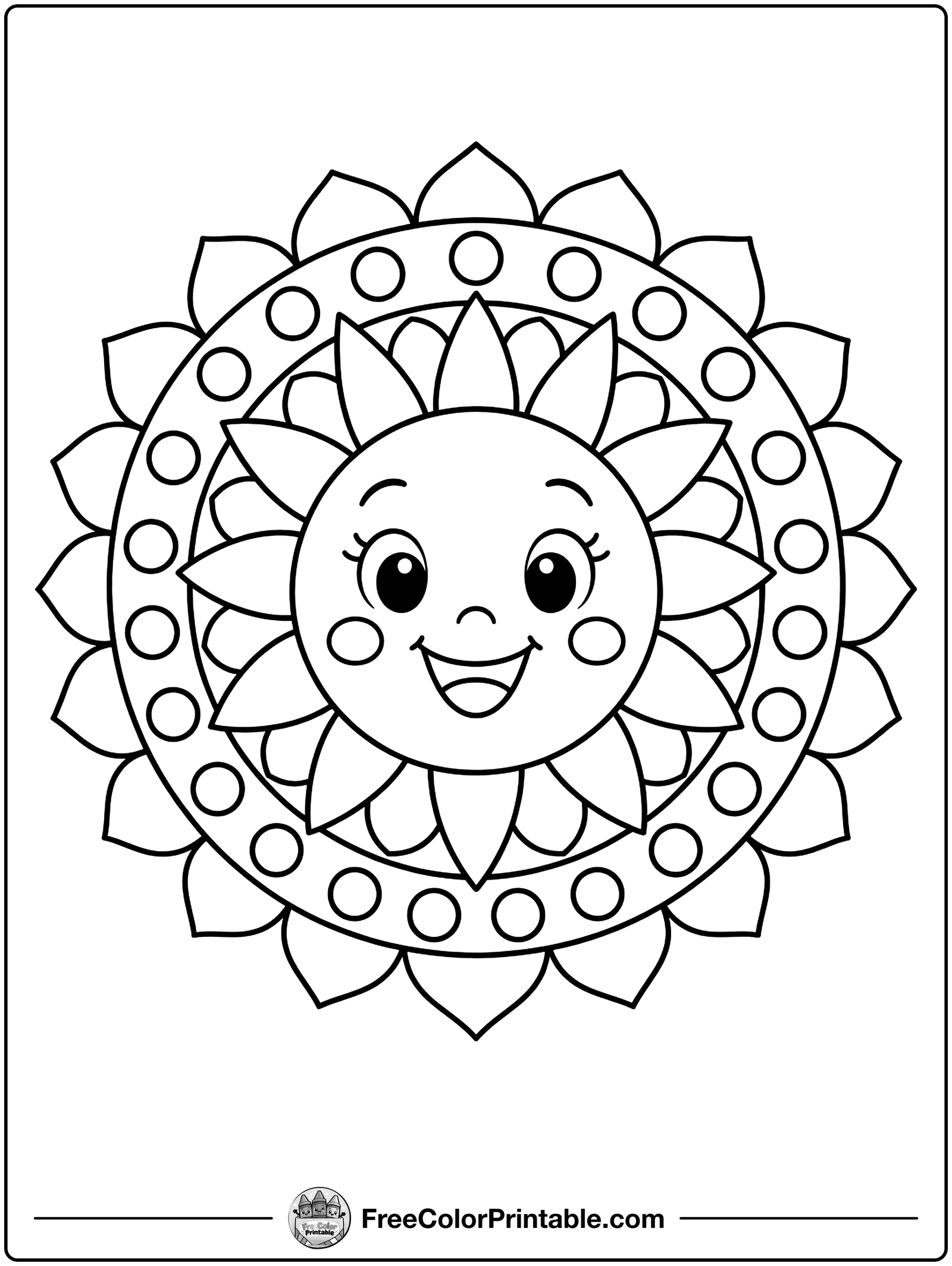 Sun Mandala Coloring Page — free color printable