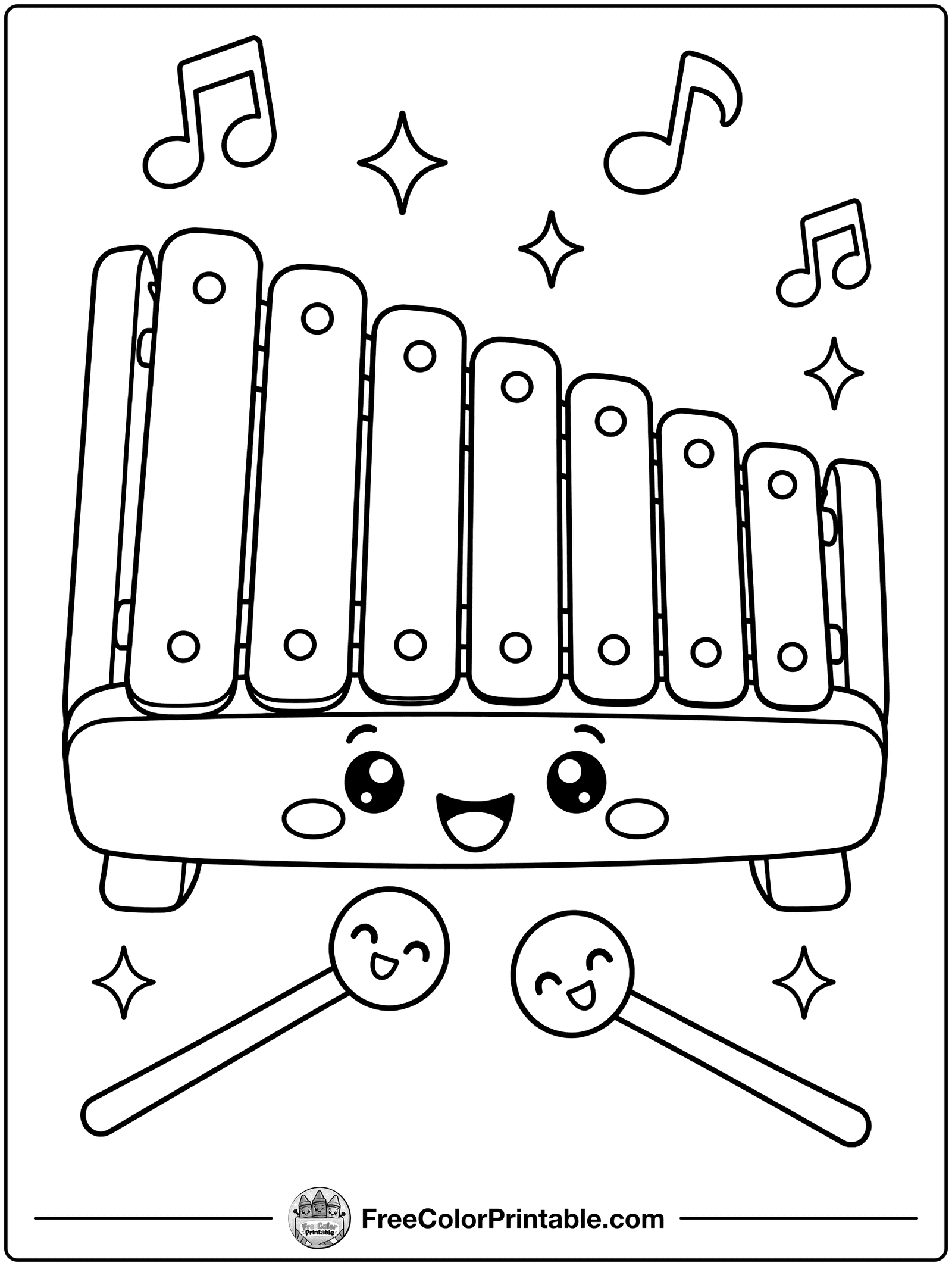 Smiling Xylophone Coloring Page — free color printable