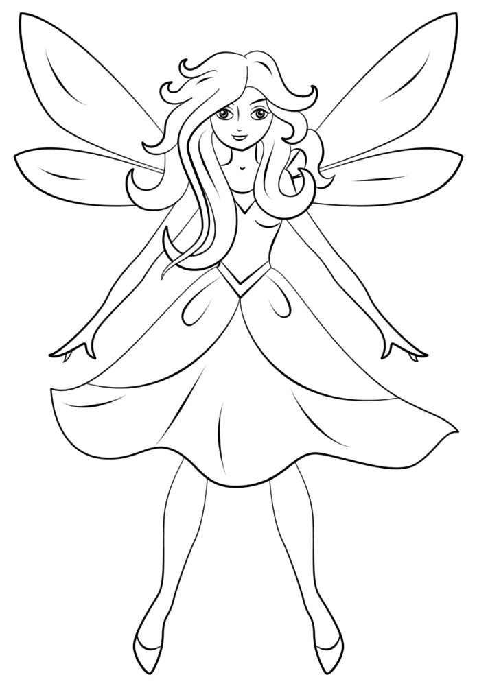Beautiful Fairy Coloring Page Md Coloring Page — Free Printable — free printable coloring page
