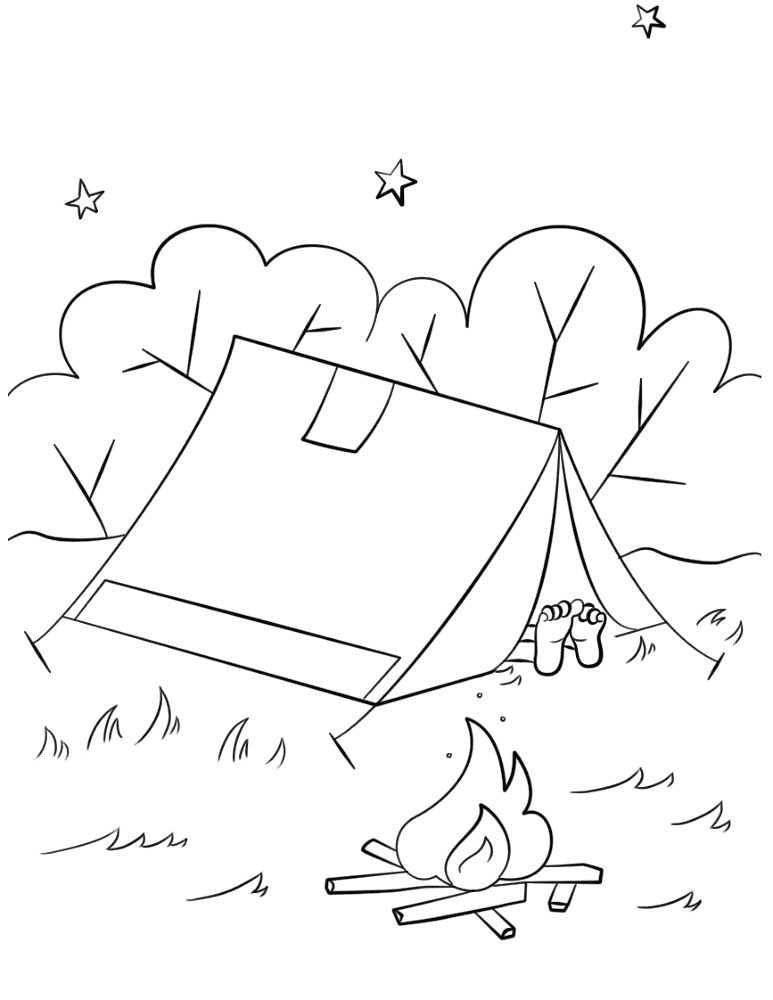 Camping Scene Coloring Page Md Coloring Page — Free Printable — free printable coloring page
