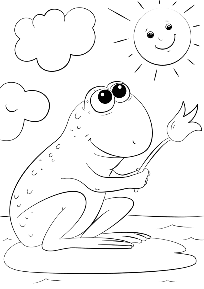Cartoon Frog On Lily Pad Coloring Page Md Coloring Page — Free Printable — free printable coloring page