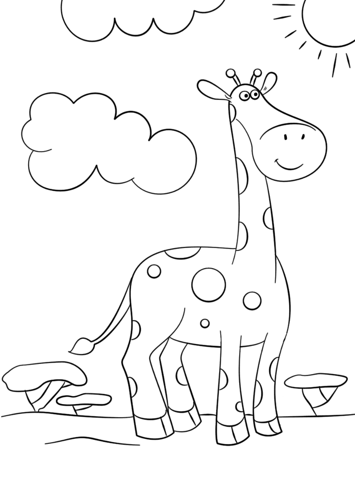 Cute Cartoon Giraffe Coloring Page Md Coloring Page — Free Printable — free printable coloring page