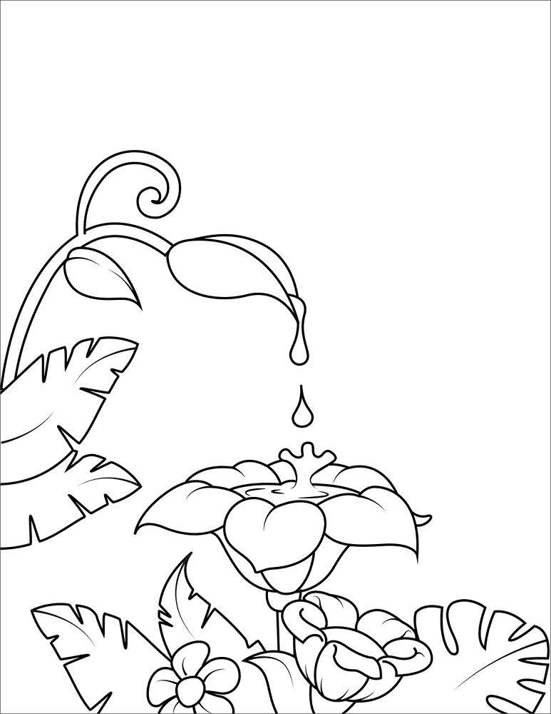 Dew In The Flower Coloring Page Md Coloring Page — Free Printable — free printable coloring page