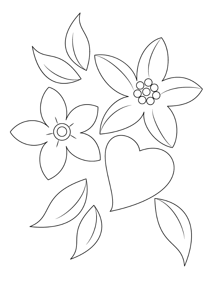 Heart And Flowers Coloring Page Md Coloring Page — Free Printable — free printable coloring page