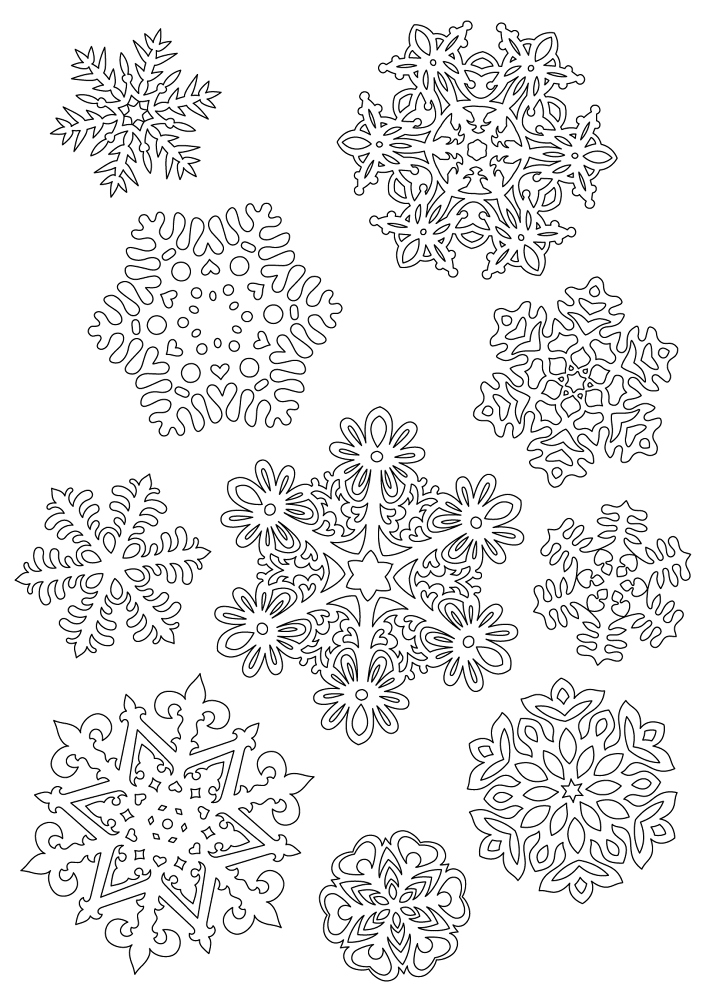 Mixed Snowflakes 1 Coloring Page Md Coloring Page — Free Printable — free printable coloring page