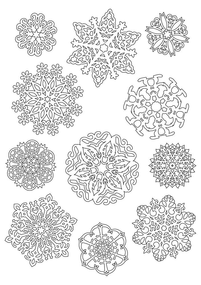 Mixed Snowflakes 4 Coloring Page Md Coloring Page — Free Printable — free printable coloring page