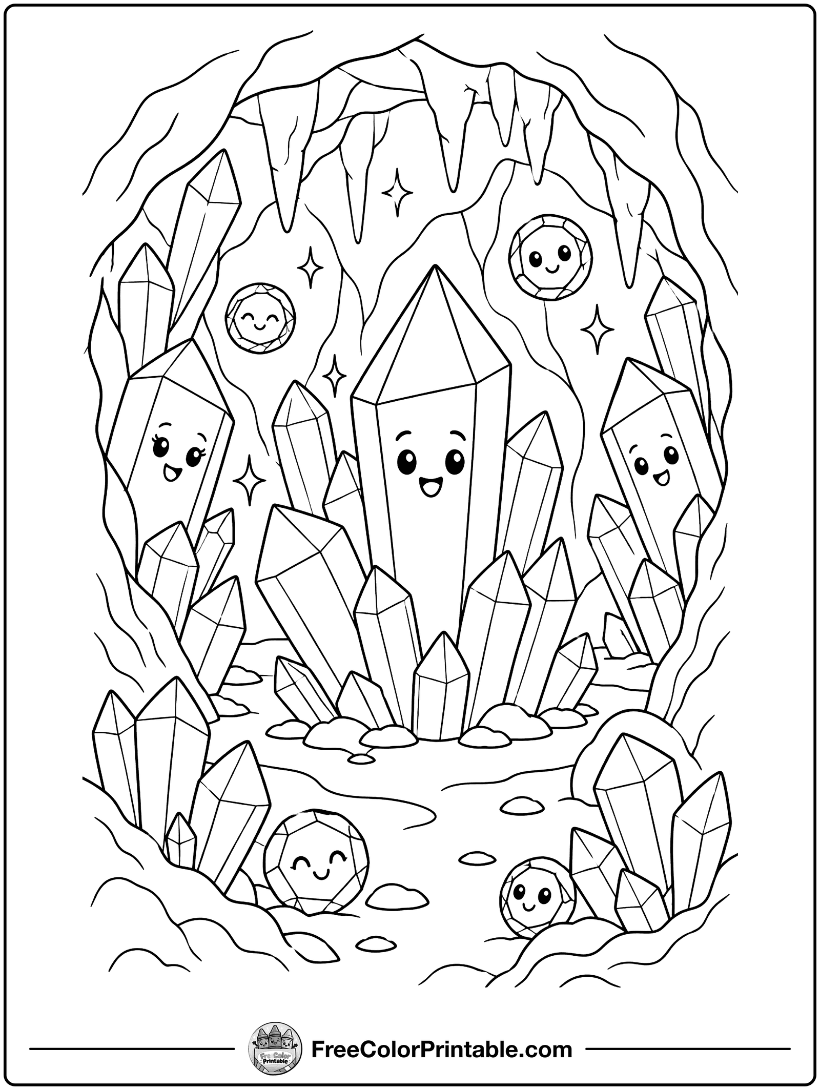 Crystal Cave Coloring Page — free color printable