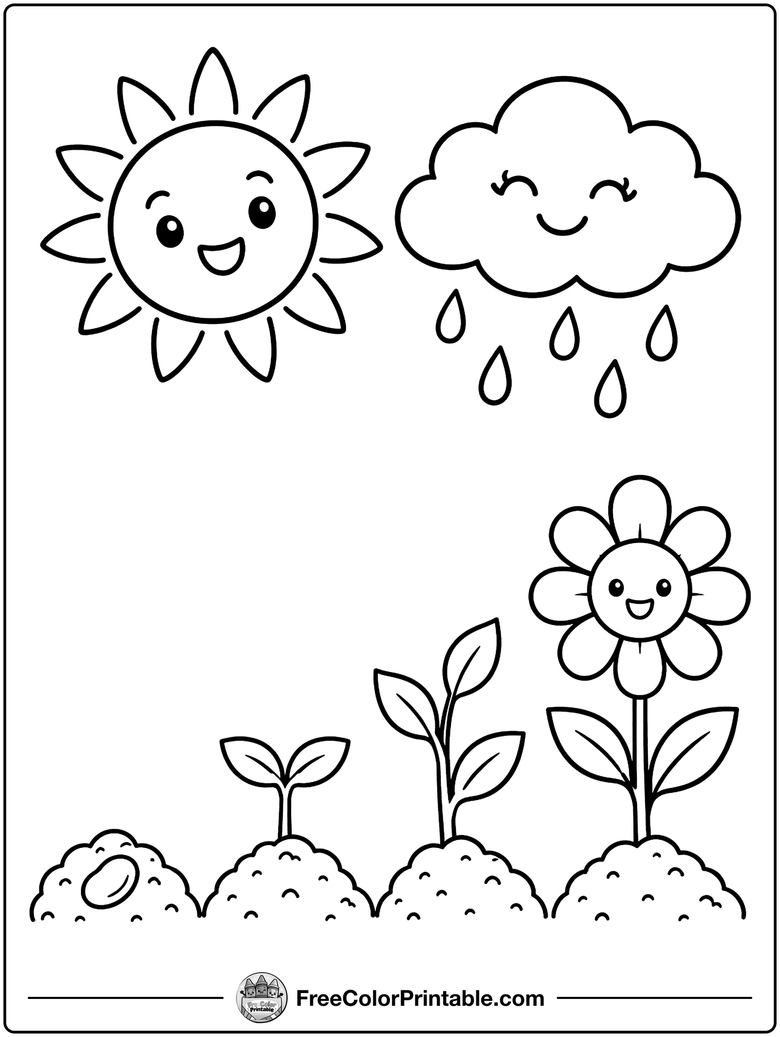 Seed Growing into a Plant Coloring Page — free color printable
