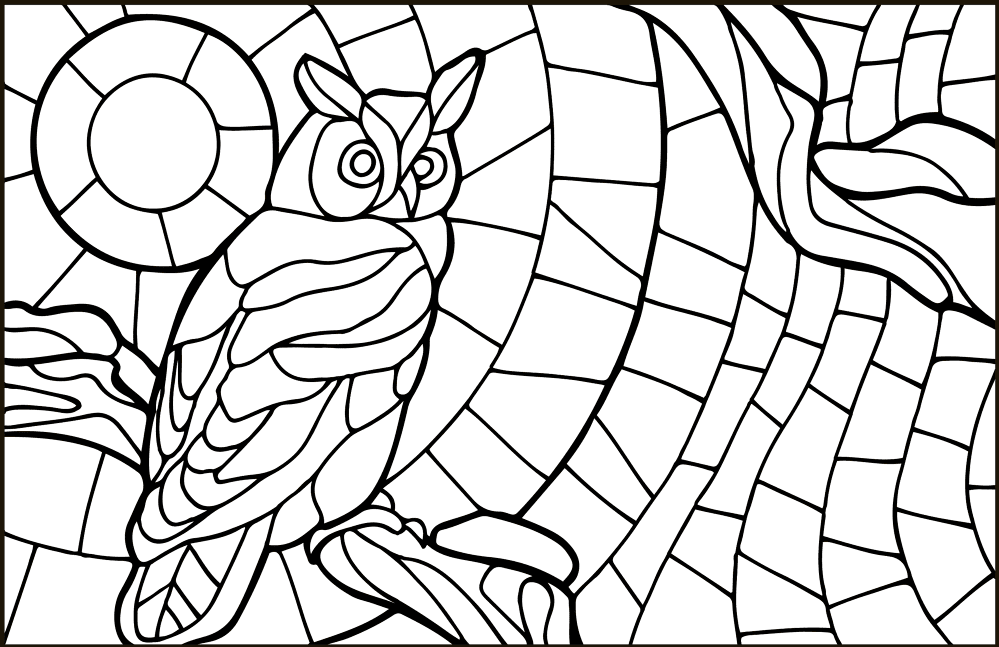 Owl Stained Glass Coloring Page Md Coloring Page — Free Printable — free printable coloring page