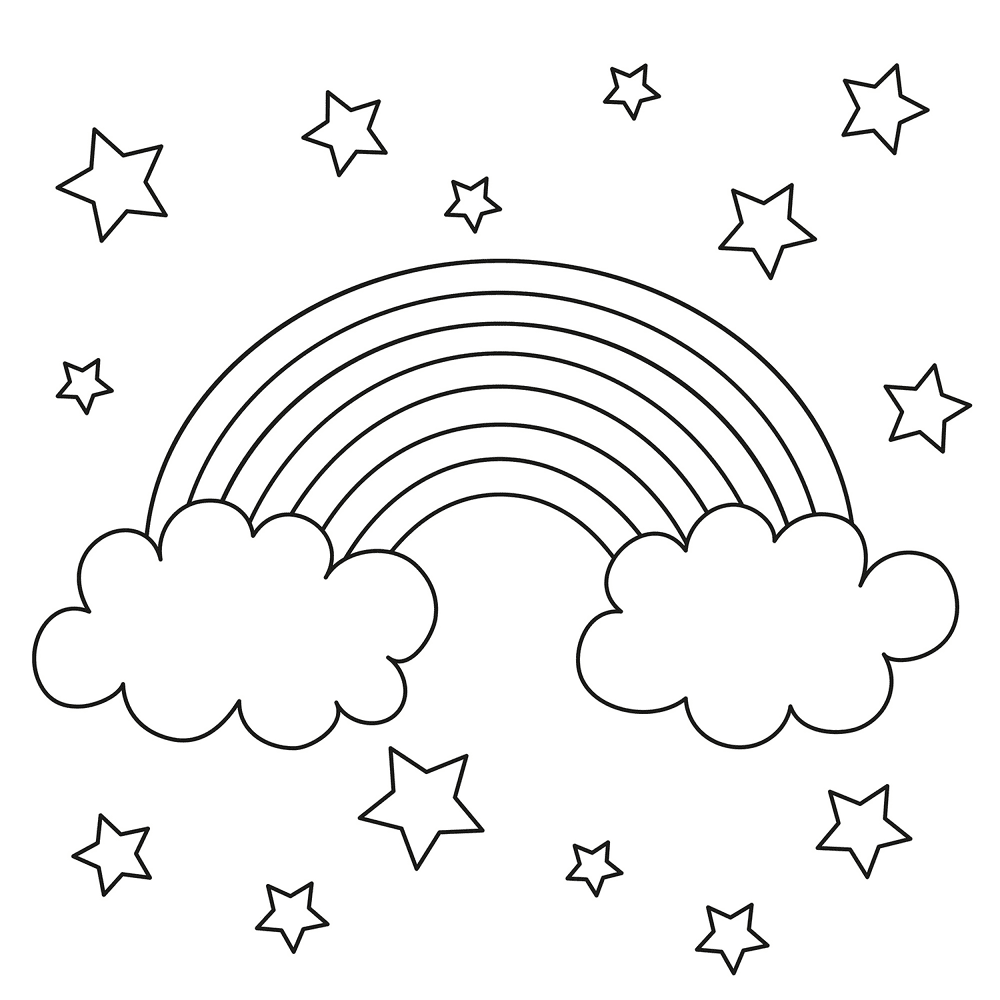 Rainbow And Stars Coloring Page Md Coloring Page — Free Printable — free printable coloring page