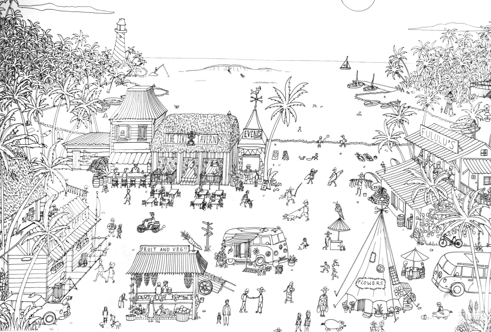 Tropical Village Coloring Page Md Coloring Page — Free Printable — free printable coloring page