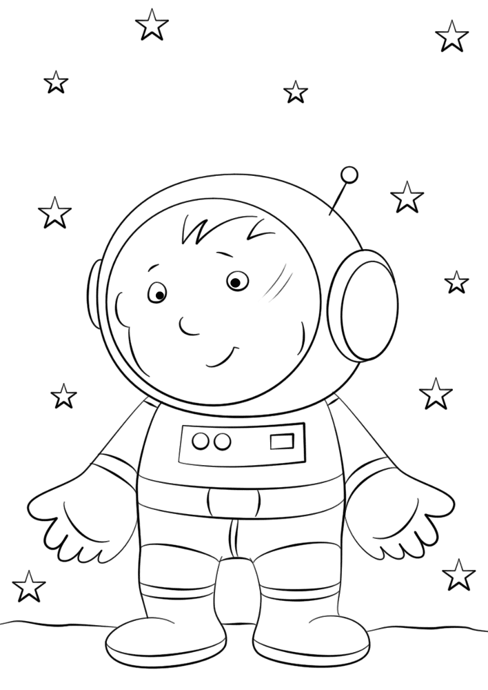 Boy Astronaut On The Moon Coloring Page Md Coloring Page — Free Printable — free printable coloring page