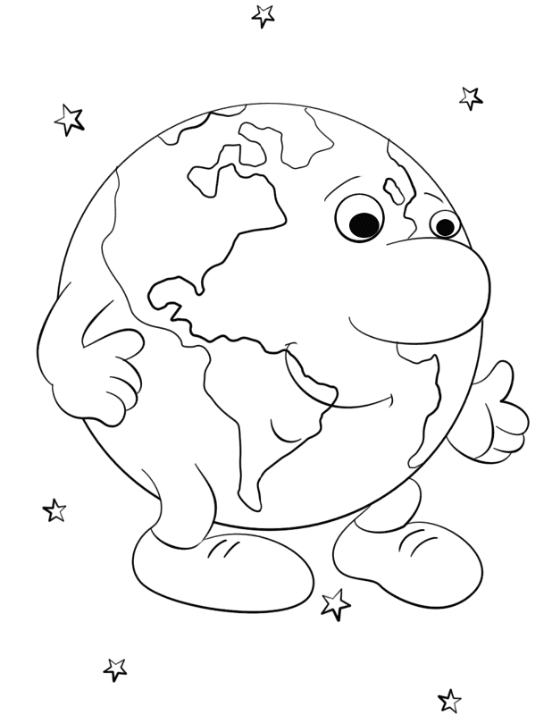 Cartoon Earth Character Coloring Page Md Coloring Page — Free Printable — free printable coloring page
