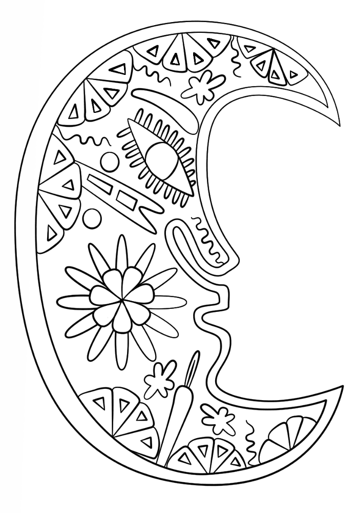 Huihol Art Moon Coloring Page Md Coloring Page — Free Printable — free printable coloring page
