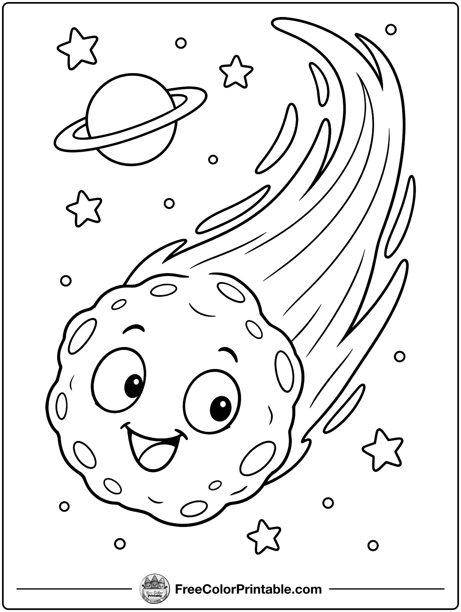 Comet with a Long Tail Coloring Page — free color printable