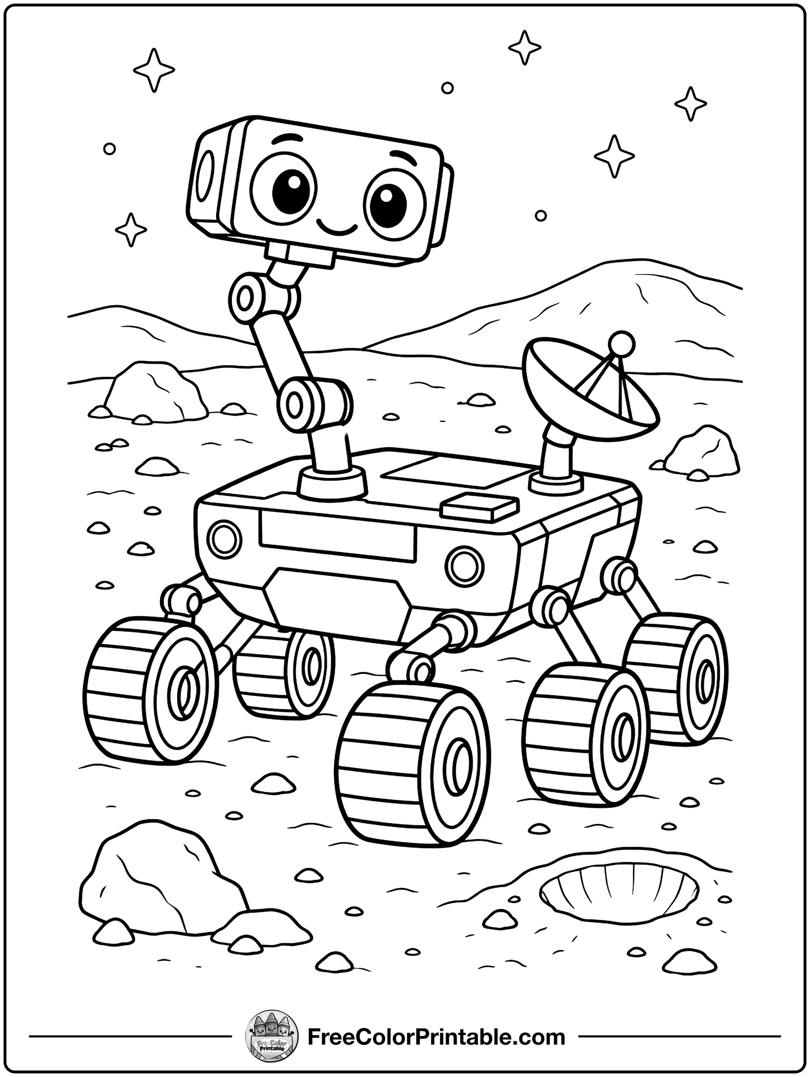 Mars Rover Exploring Mars Coloring Page — free color printable