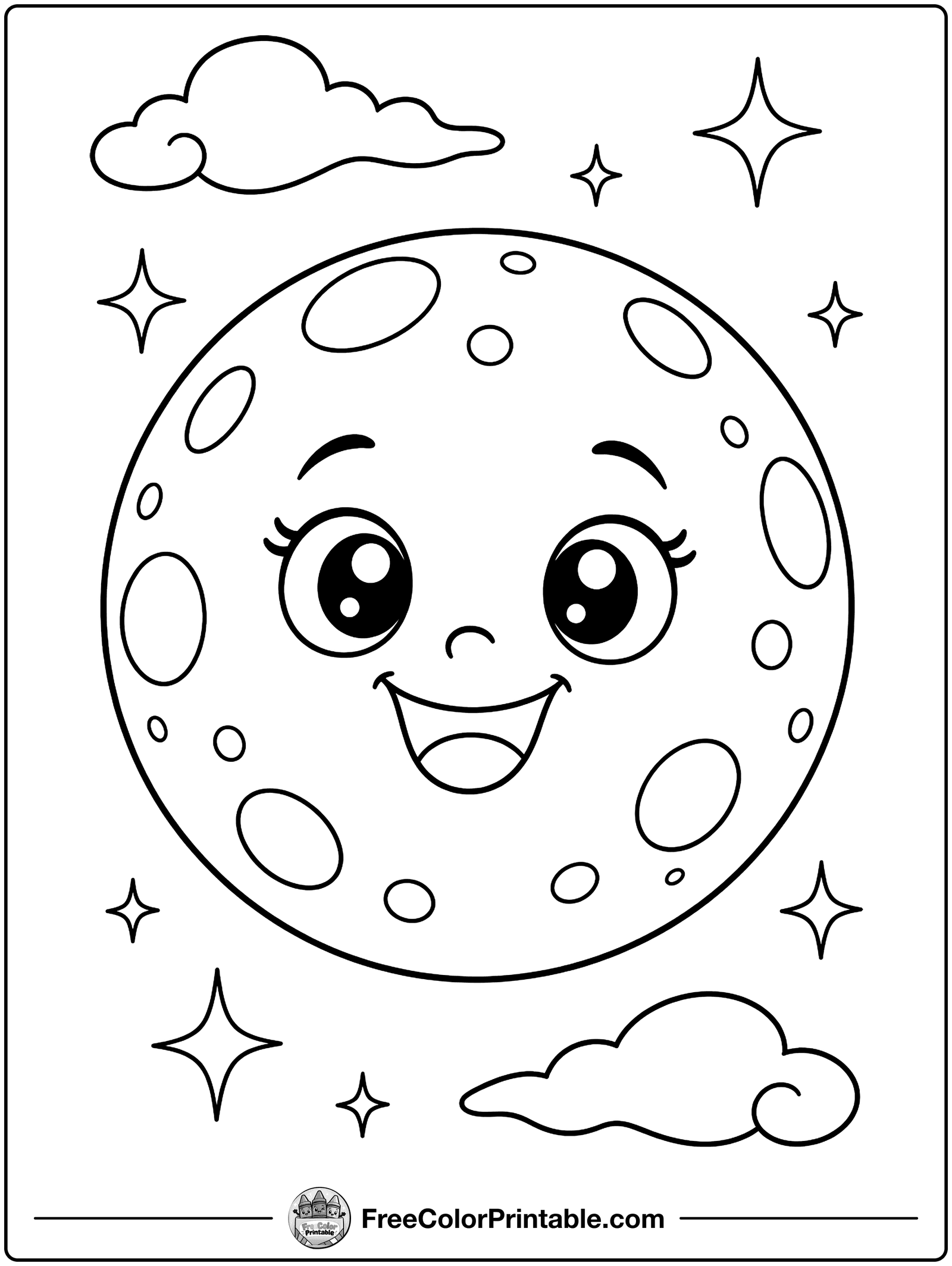 Moon with Craters Coloring Page — free color printable