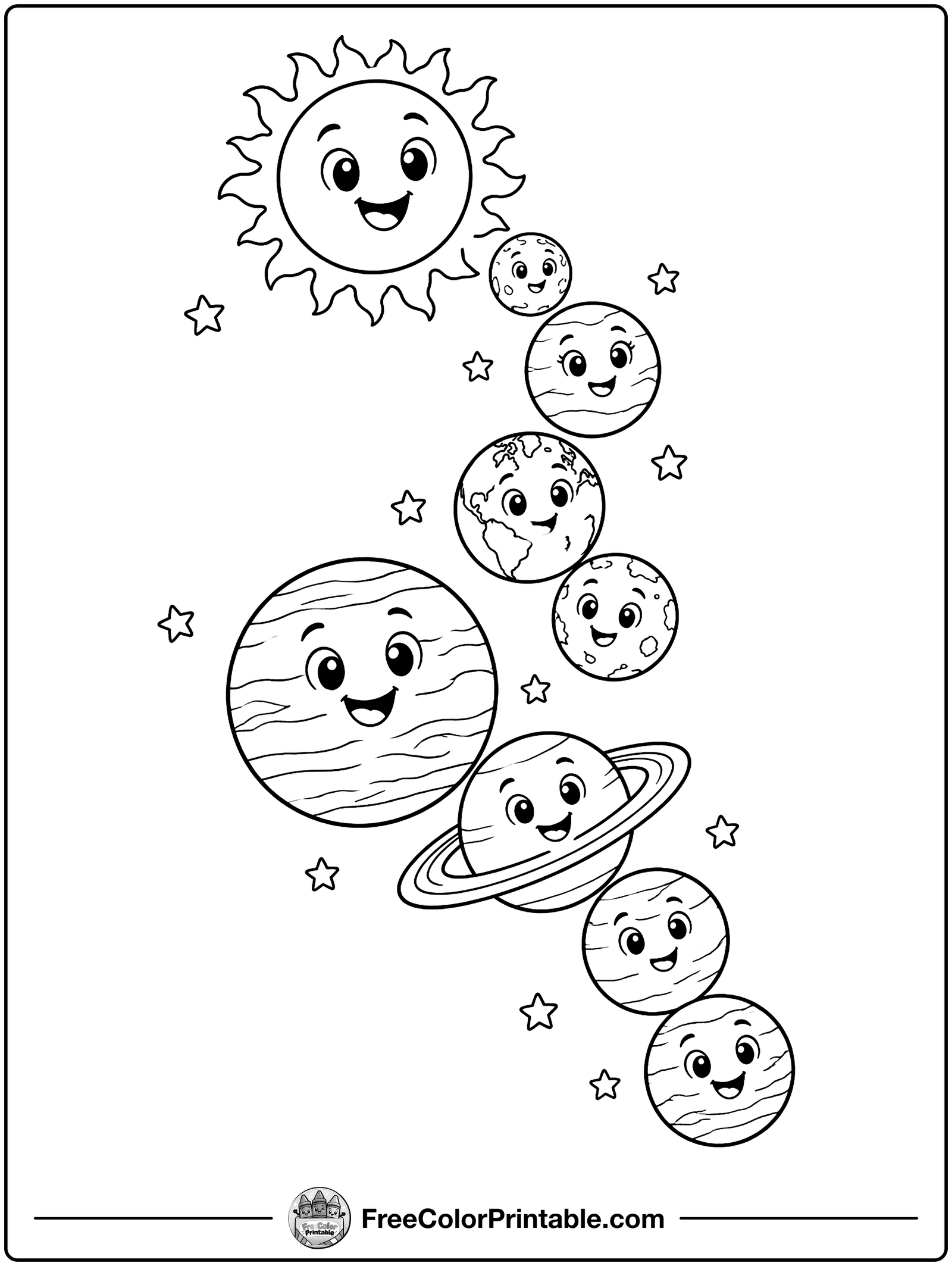 Planets of the Solar System Coloring Page — free color printable