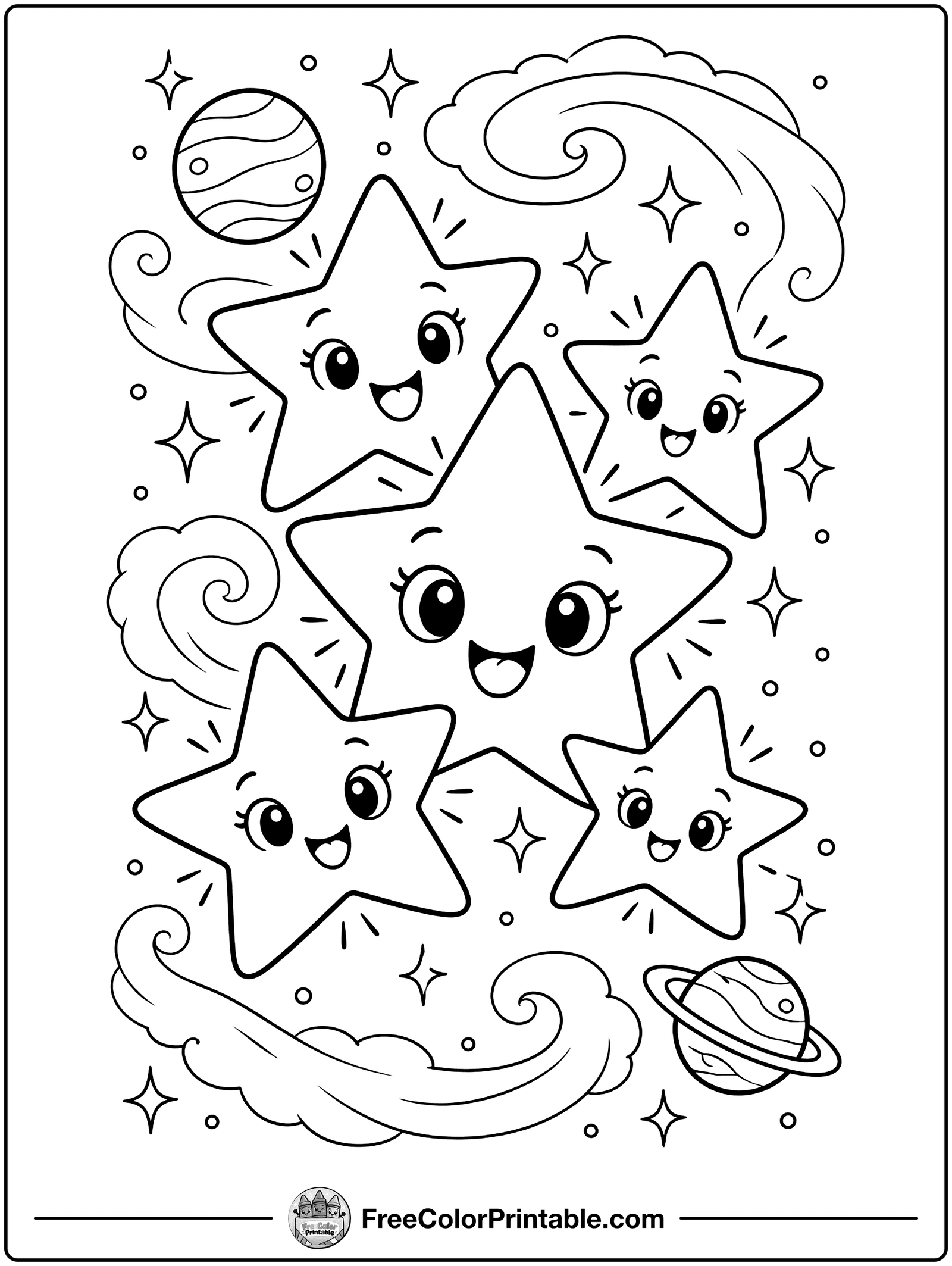 Twinkling Star Cluster Coloring Page — free color printable