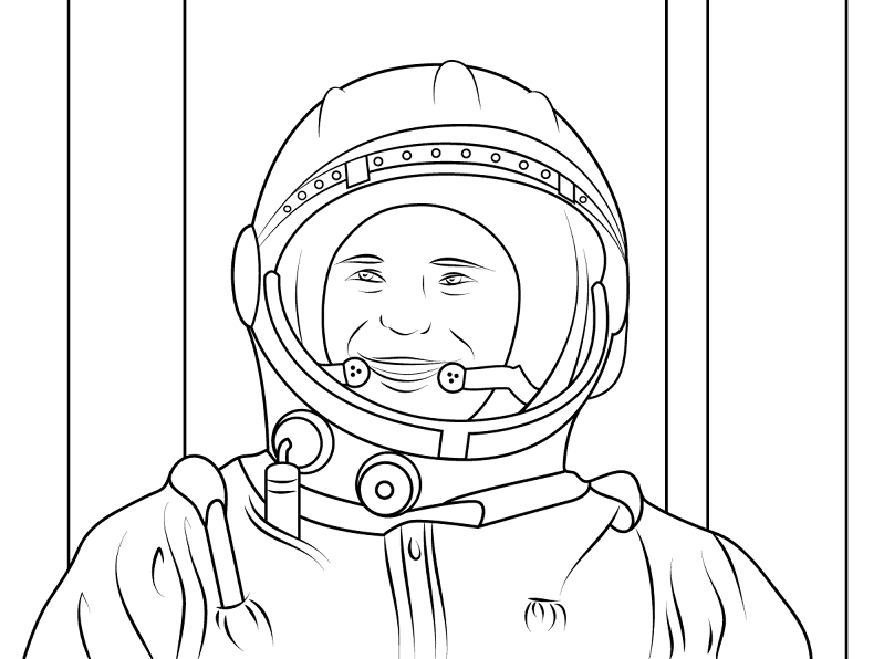 Yuri Gagarin First Human In Space Coloring Pages Md Coloring Page — Free Printable — free printable coloring page