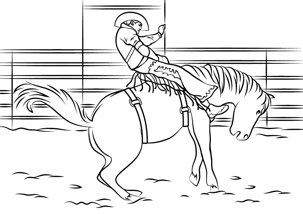 Bronc Riding Coloring Page Md Coloring Page — Free Printable — free printable coloring page