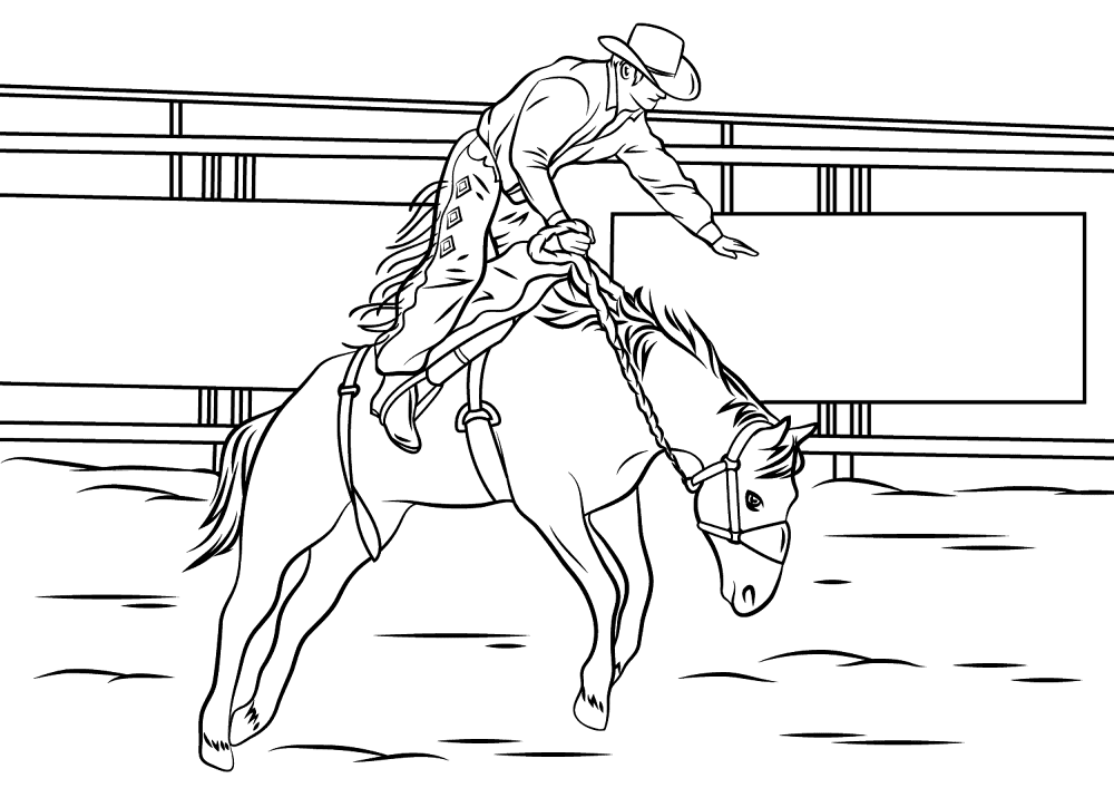 Bronc Riding Rodeo Coloring Page Md Coloring Page — Free Printable — free printable coloring page