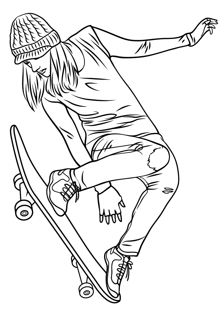 Girl Skateboarding Coloring Page Md Coloring Page — Free Printable — free printable coloring page