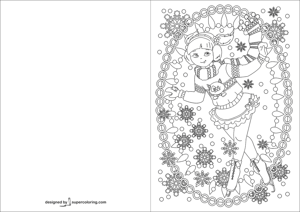 Girl Skating On Ice Card Coloring Page Md Coloring Page — Free Printable — free printable coloring page